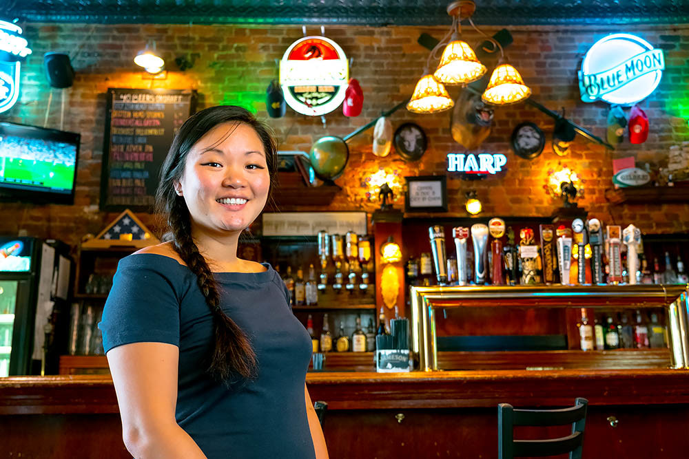BOOM TOWN: Finnegan’s Wake co-owner Anne Baker says business booms this time of year.