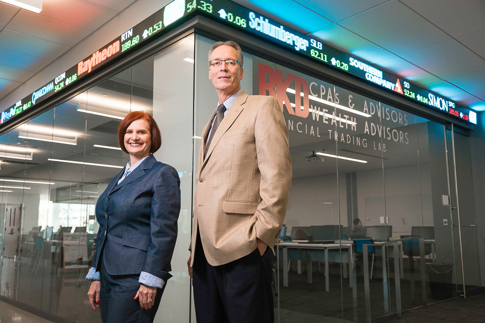 OPEN FOR BUSINESS: As David Meinert, right, takes over for Stephanie Bryant in MSU’s College of Business, new programs are coming to students in Glass Hall.