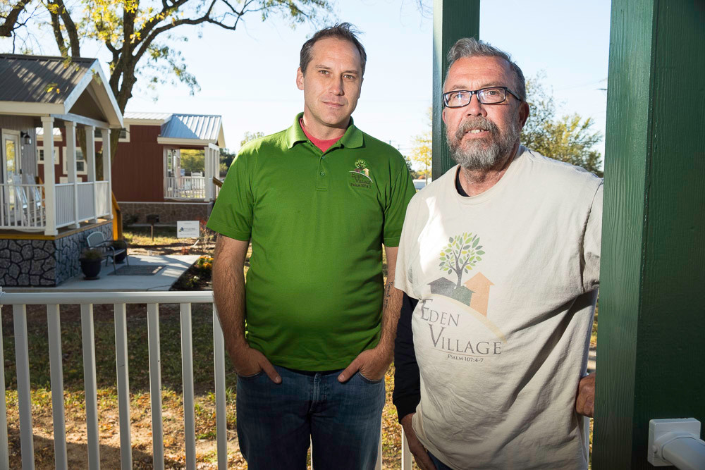 ON A MISSION: The Gathering Tree’s Nate Schlueter, left, and Ron Duncan are key to Eden Village.