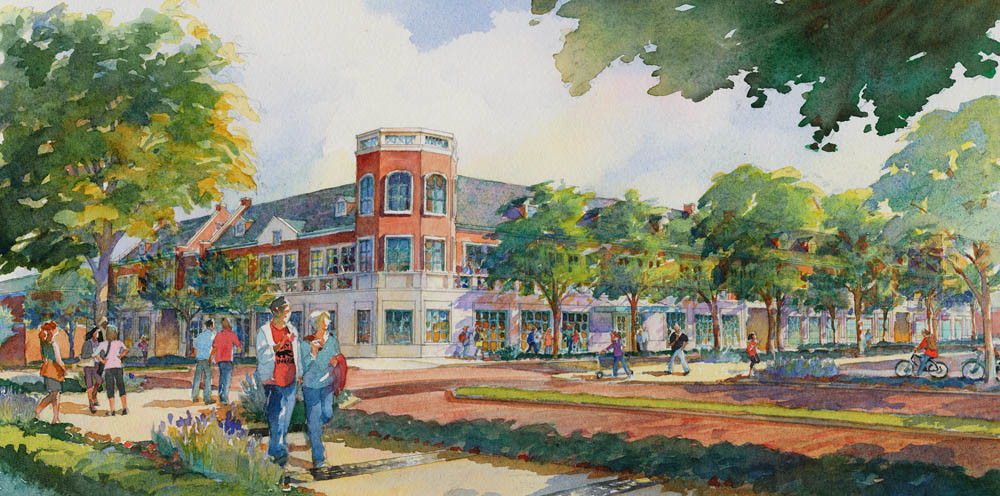 A Design Enterprise Solution Center, which could house Drury’s Breech School of Business, is proposed on the southeast corner of Central Street and Drury Lane.