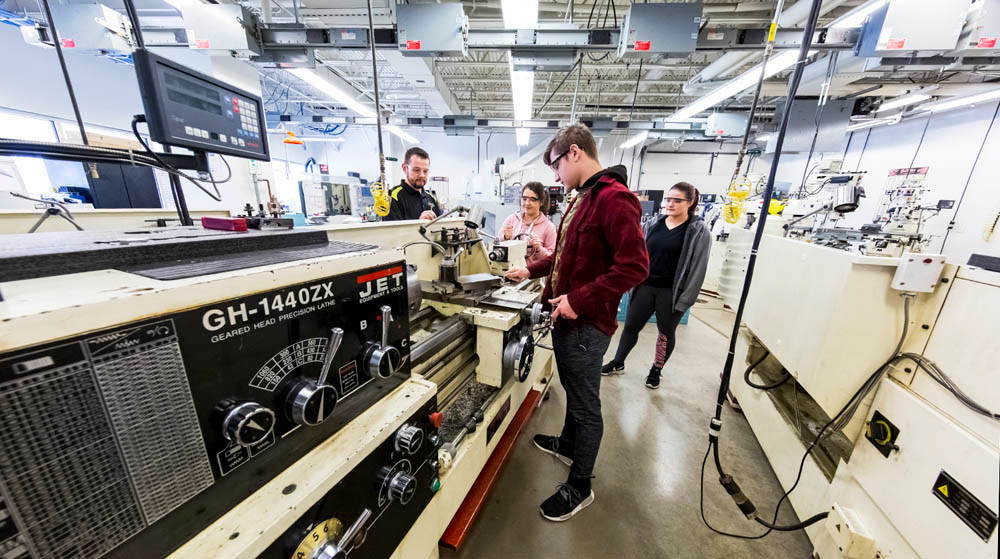 Made at OTC
Ozarks Technical Community College will begin offering new remanufacturing curriculum in the fall 2019 semester. The courses will be applicable to those earning diesel, automotive and manufacturing degrees, such as the students in the machine tool technology lab, at left.