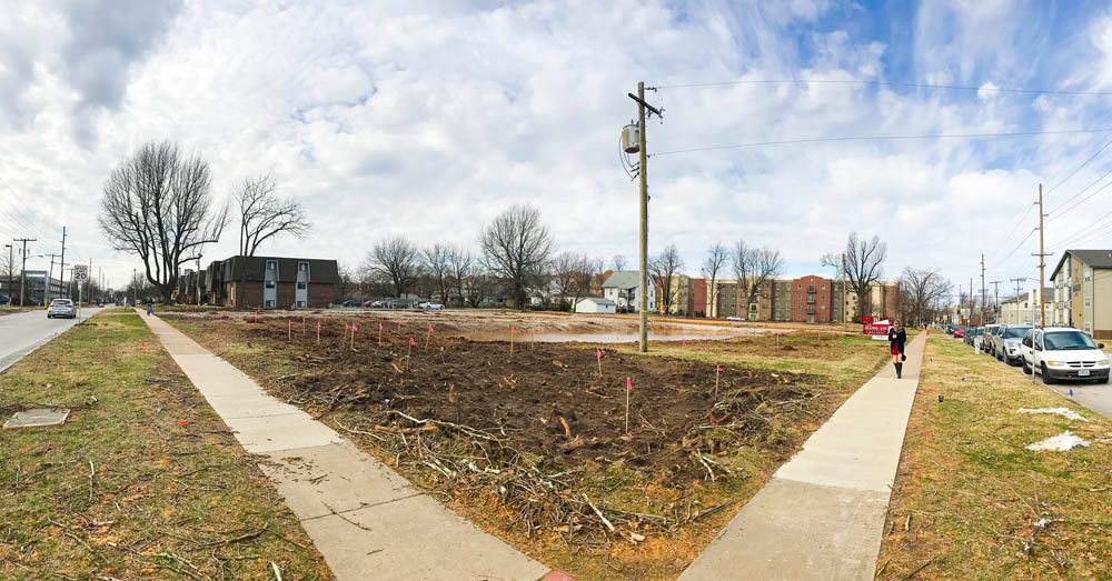IN WITH THE NEW: Older apartments have been demolished at Holland Avenue and Madison Street to make way for a dorm with room to house 400 Missouri State students.