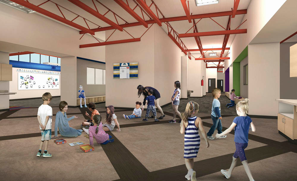 The new campus is designed with flexible classrooms and shared collaboration spaces.