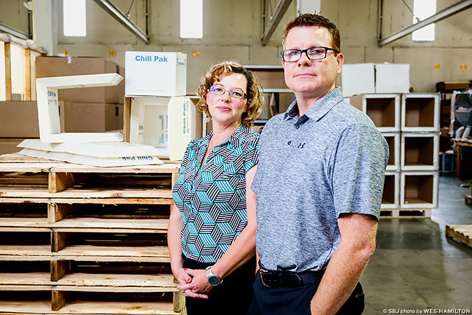 KEEPING COOL: Stephen Foster and Julie Kilgore lead Chill-Pak’s temperature controlled business. The company was born out of Engineered Products Inc., which sold this year.