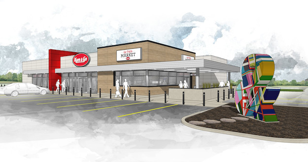 The roughly 6,000-square-foot store at Campbell Avenue and Sunset Street would have indoor and outdoor seating.Rendering provided by KUM & GO