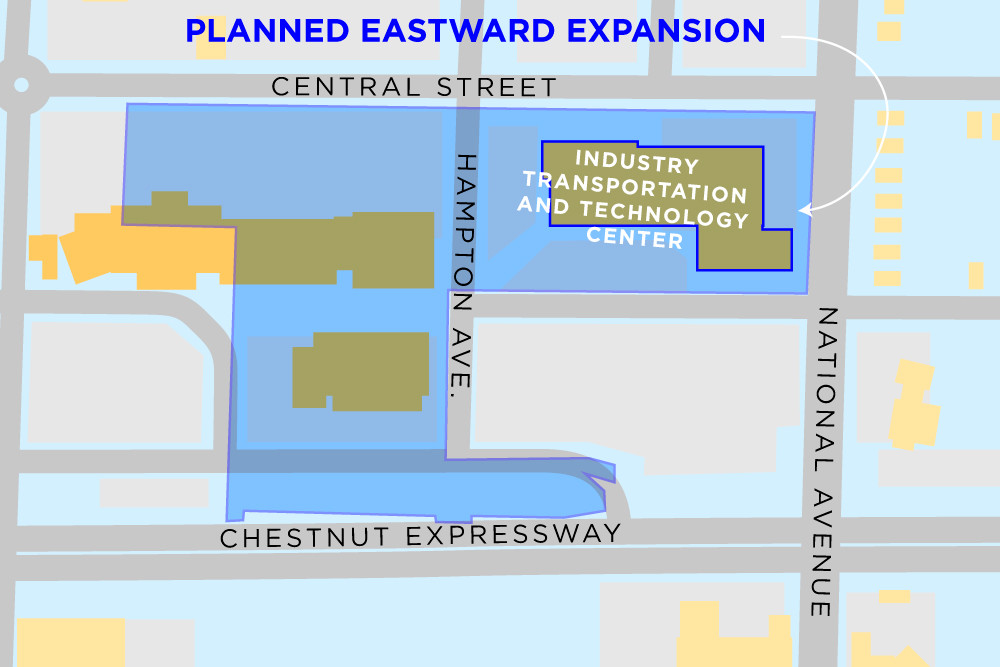 A site map shows the boundaries of a proposed rezoning at OTC and its ITTC building, which is set for an expansion.
