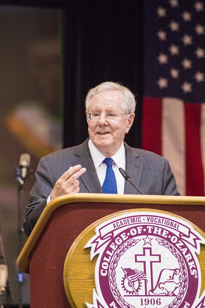 Forbes on Free Enterprise
Steve Forbes, chairman and editor-in-chief of Forbes Media LLC, speaks April 10 at College of the Ozarks for the school’s 2018 Spring Free Enterprise Forum. Forbes received a standing ovation for his speech, which connected capitalism to economic output, health care and taxes.