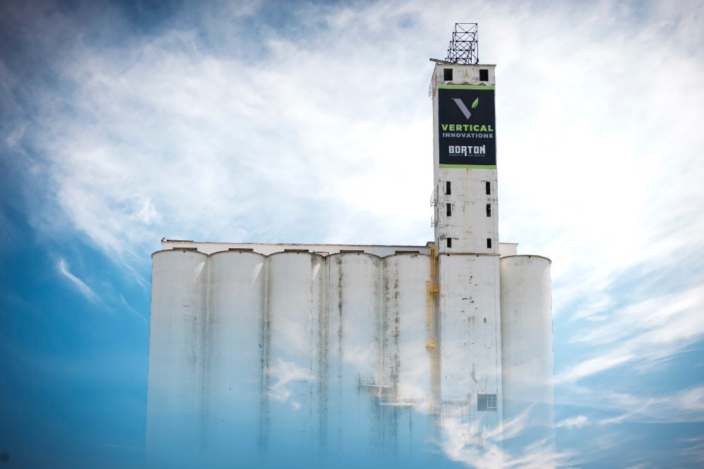 Vertical Innovations’ logo remains prominently displayed at the old MFA grain silos in center city.