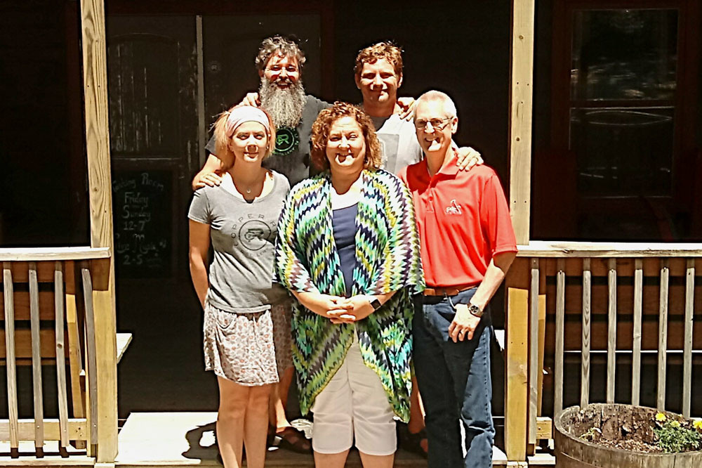 Copper Run Distillery is under new ownership, with Keith Hock and Jason Iacobucci taking over the Walnut Shade-based business. Copper Run personnel pictured is, front row from left, Jenny Bruton, Lois Hock and Keith Hock. Pictured in the back row, from left, are Brandon Moore and David Burley.