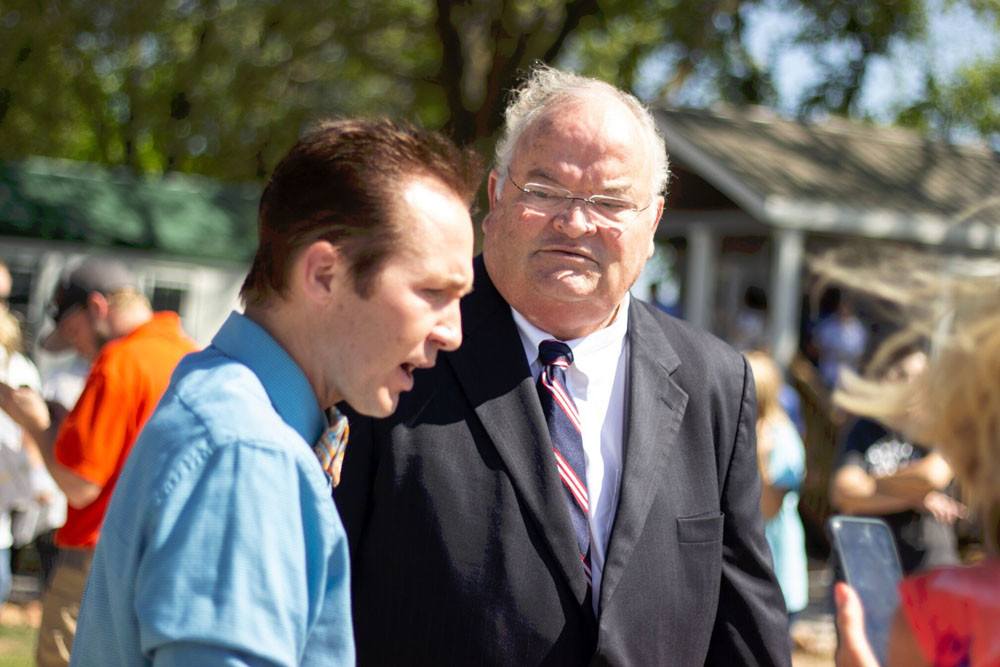 Tiny Homes
Officials host a grand opening Aug. 28 for Eden Village, a development featuring 400-square foot homes for the homeless. Above, Rep. Billy Long visits with “Ozarks Live” co-host Jeremy Rabe, who emceed the event.