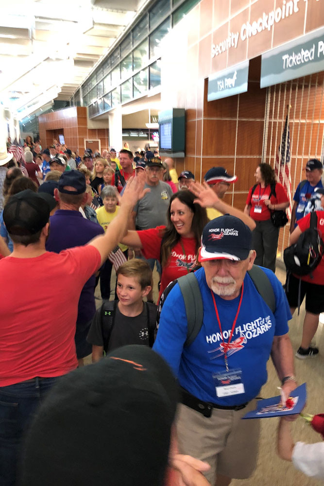 Out of the Office
Grooms Office Environments staff members help welcome Honor Flight of the Ozarks participants at Springfield-Branson National Airport.