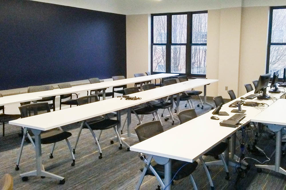 A training room is one of the second-floor offerings at OakStar Bank’s new operations center in Chesterfield Village.