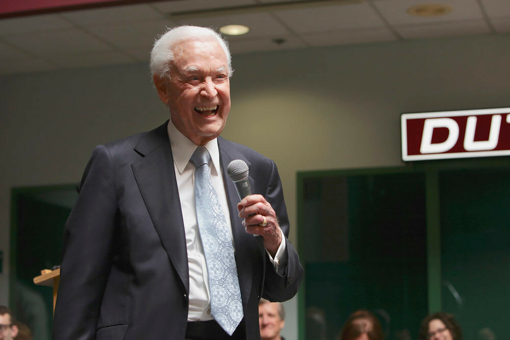 Former television host Bob Barker, pictured during a visit to Drury University in 2013, has died.