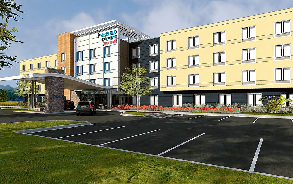 Slone Architects & Interior Designers Inc.
Fairfield Inn & Suites
Warrensburg
Slone Architects & Interior Designers Inc. is designing a $9.1 million Fairfield Inn & Suites for Erherdt’s Warrensburg LLC. The contemporary 91-unit, four-story hotel includes a fitness area, an indoor pool, spacious continental breakfast area and a corner market with healthy grab-and-go food options. General contractor Thomas Construction Inc. is working with engineers Kaw Valley Engineering, civil; and Latifi Engineering, mechanical, electrical and plumbing. The hotel should be complete this month.