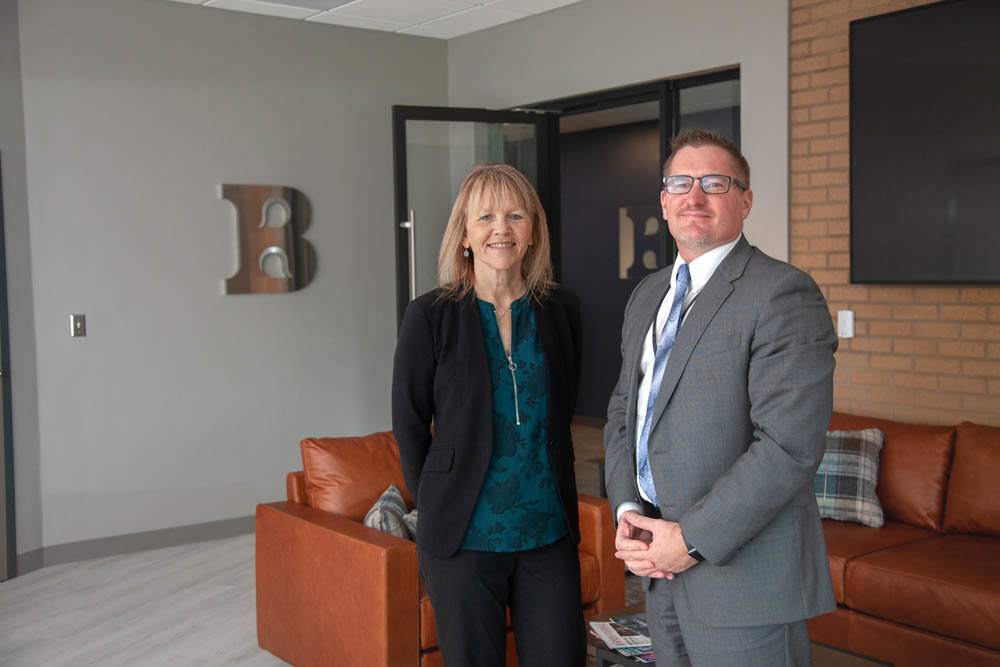 PARTNERSHIP PAIR: Fordland Clinic’s Joan Twiton, left, and Burrell Behavioral Health’s C.J. Davis are working on service details for a partnership the health care agencies forged this summer.
