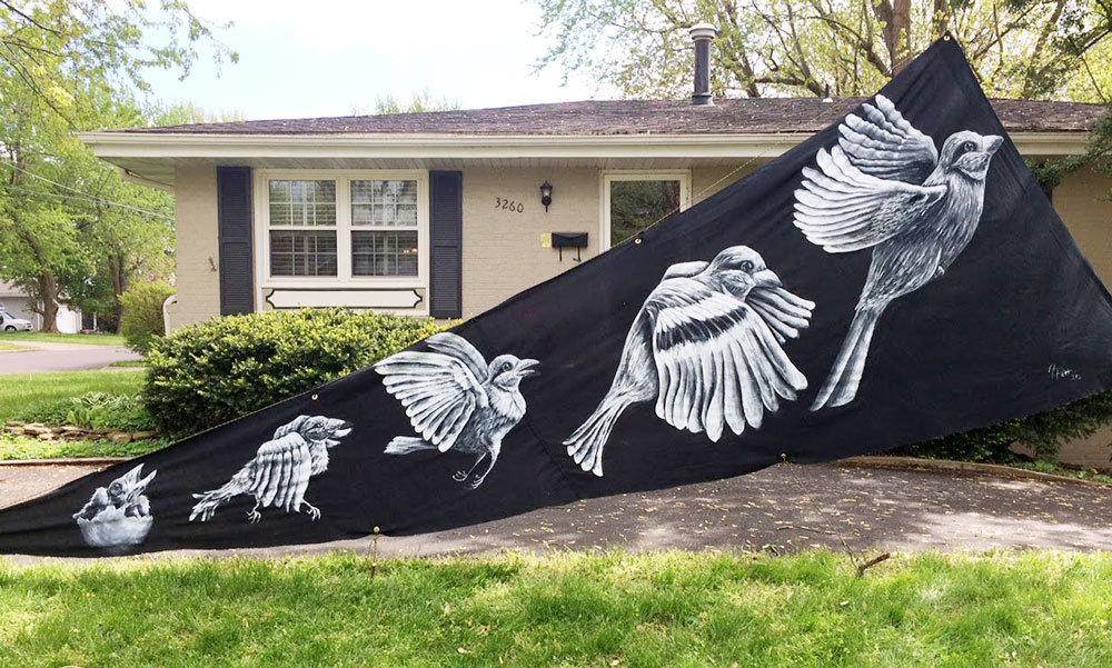 Janelle and Jay Patterson create one of the pieces in this month's Lawn Art With Neighbors project.