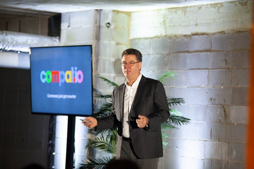 Compatio founder and CEO Tim Baynes participates in the Efactory's 2019 Demo Day event. The company has raised $2.4 million to date.
