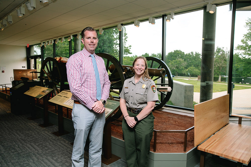 Wilson's Creek National Battlefield Foundation President Garin Ferguson and Superintendent Sarah Cunningham say newly accessible artifacts fill nearly 2,000 square feet in added exhibit space at the visitor center.