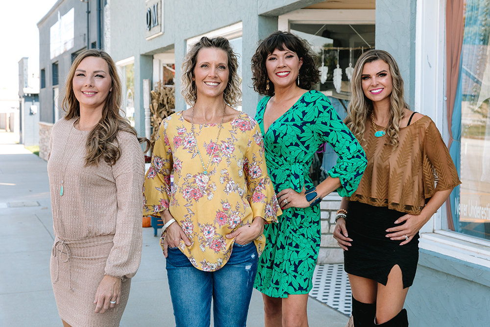Beth Edwards, far right, is the newest owner of a venture on Pine Street in Strafford, joining fellow nearby business owners, from left, Amanda Alexander, Michele Eden and Terri Frerking.
