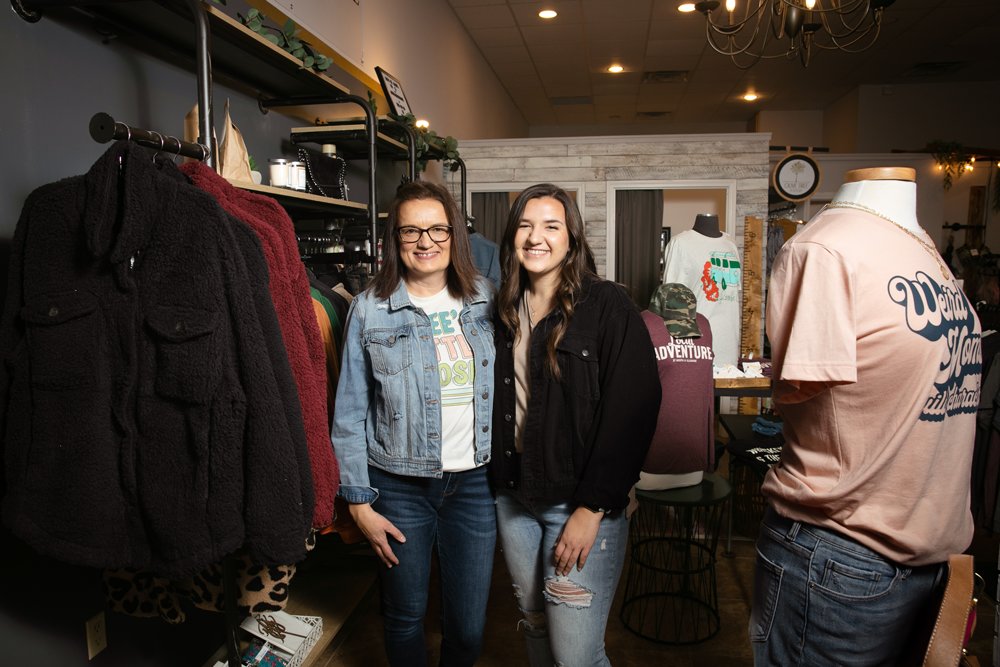 Brianna Barnett and her mother, Tina, are adding a storefront to their traveling boutique business. Brianna, right, used to work at the shop that formerly occupied the space.