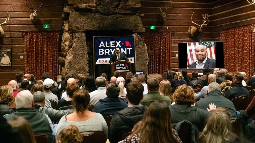 Alex Bryant announces his campaign for the U.S. Senate at White River Conference Center.
