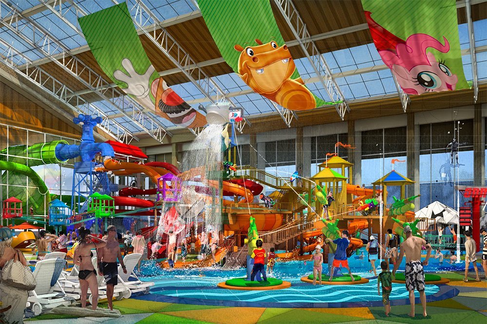The Hollister waterpark resort will feature 450 guest rooms and cabins, some of which will be specially themed.