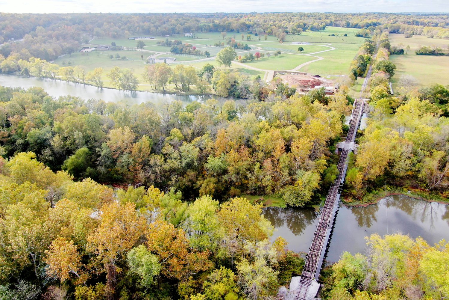 BRIDGE CROSSING: A steel railroad bridge of the James River south of Veterans Cemetery is among spots city officials hope the Chadwick Flyer Trail eventually will cross.