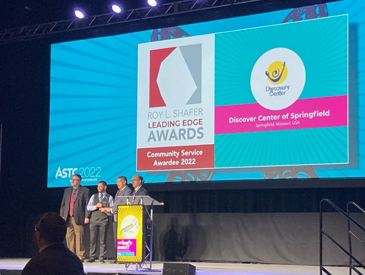 Discovery Center officials accept the award during the ASTC conference in Pittsburgh.