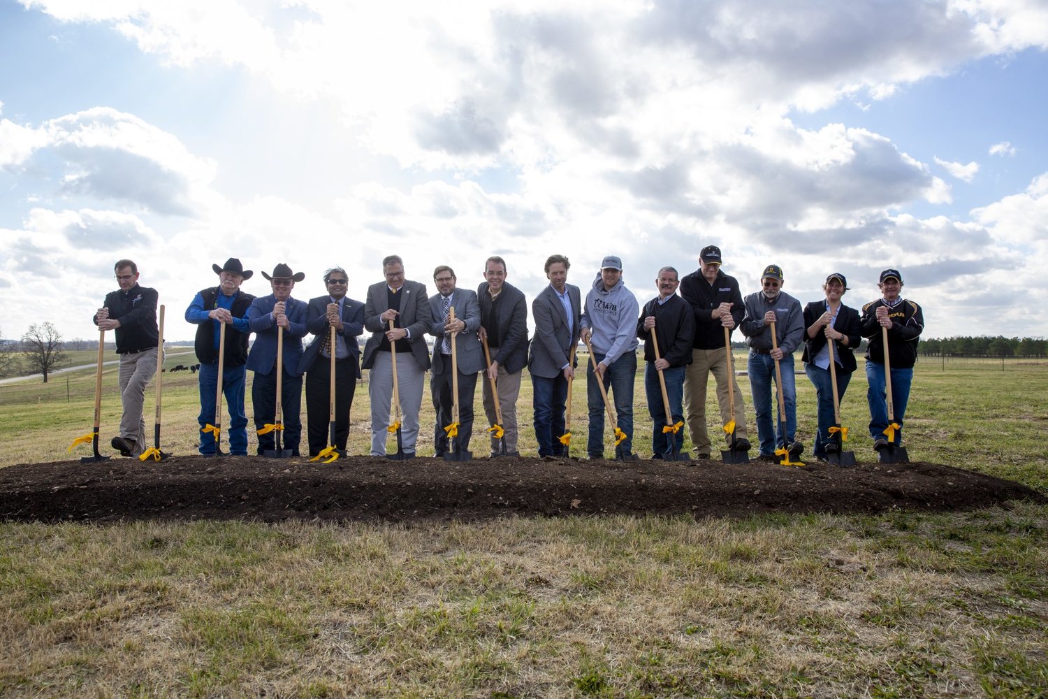 University of Missouri officials break ground on a livestock handling facility during a ceremony Tuesday.