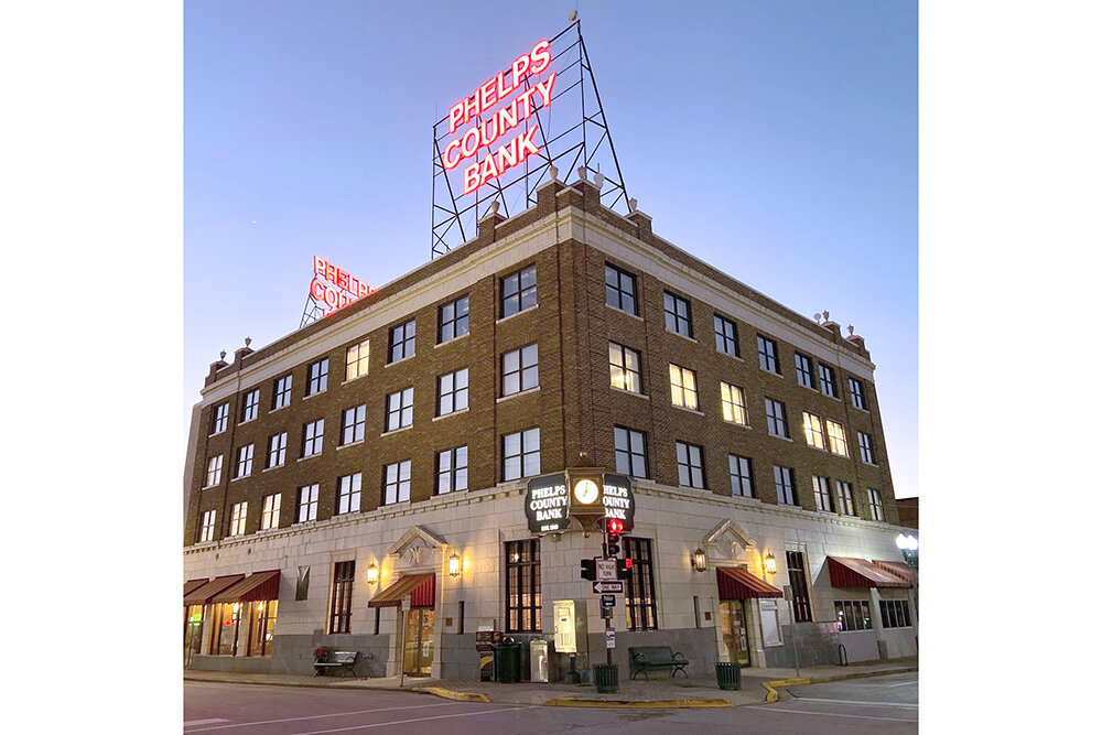 The downtown Rolla home of the Phelps County Bank (above), housed in a historic former hotel, resembles the YMCA building it purchased in downtown Springfield.