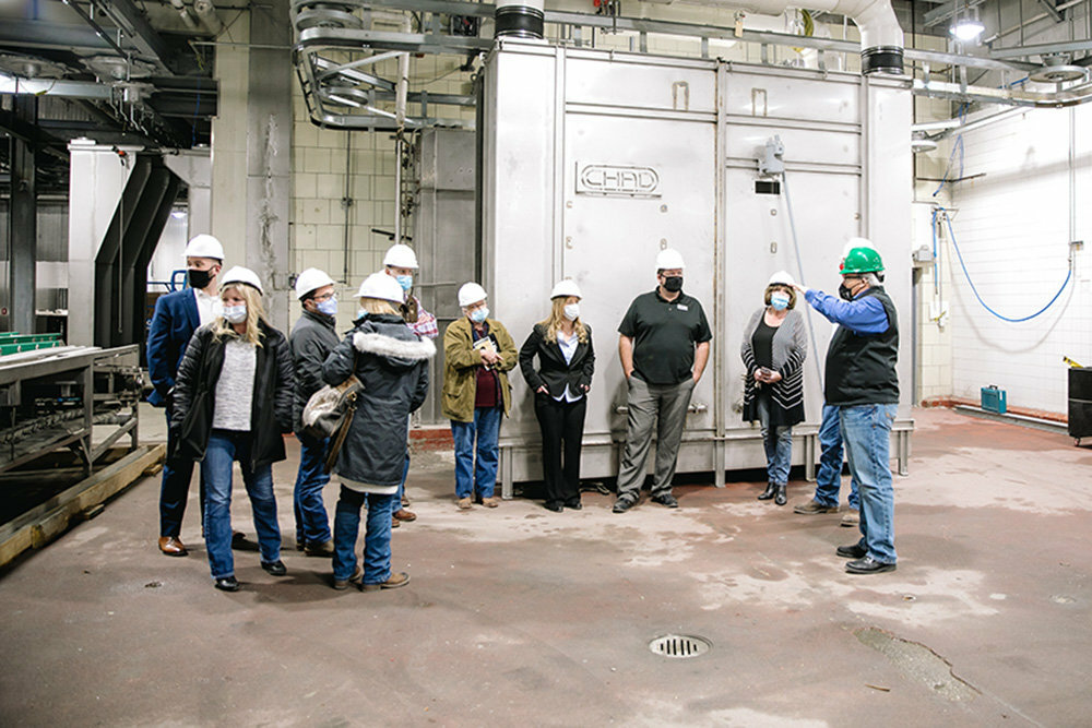 A tour is held at Missouri Prime Beef Packers' Pleasant Hope plant in early 2021.