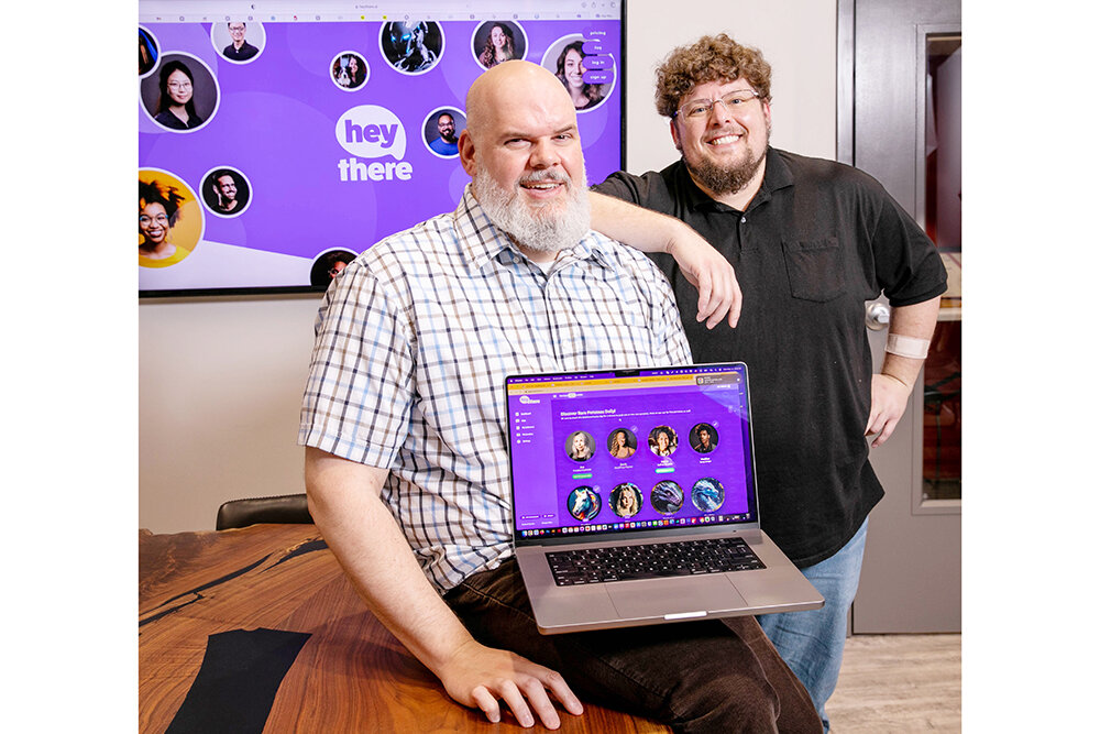 Carefully Crafted co-founder Brad Jones, left, and Scott Blevins have released Hey There, with 230 AI personas to offer customized help for individuals and companies.